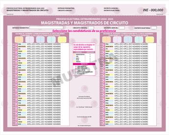Boleta color rosa para la elección judicial 2025