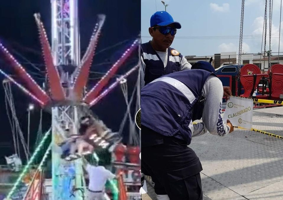 Juego mecánico en Tabasco falla