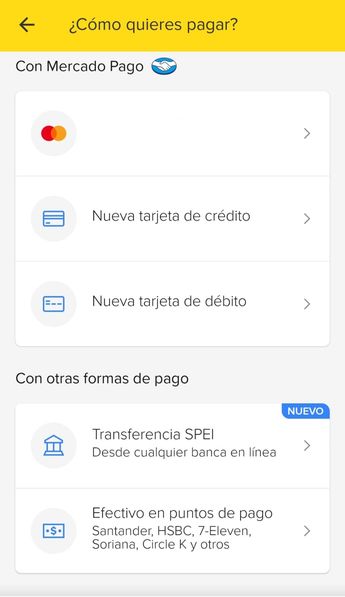 Menú de opciones de pago en Mercado Libre / TELEDIARIO