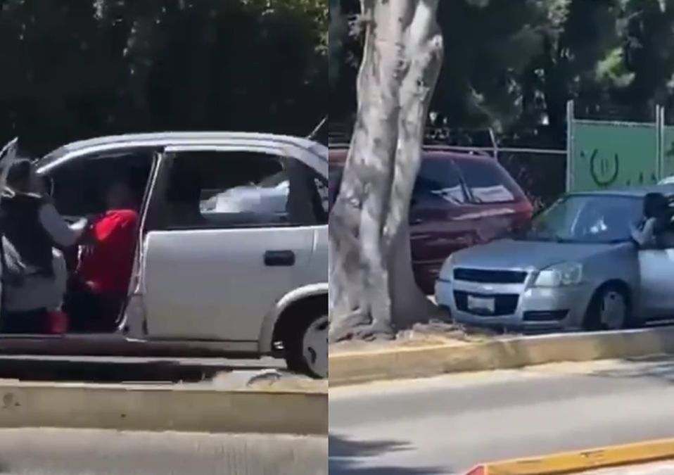 Mujer evita robo al colgarse de un auto en movimiento en Puebla, el video se hizo viral / Redes sociales