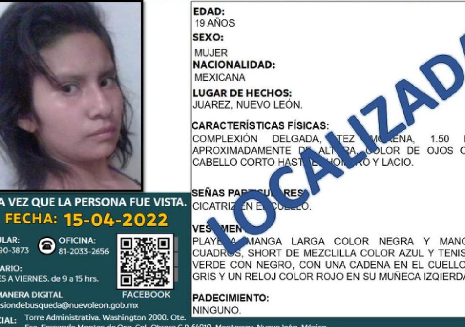 Mujeres desaparecidas localizadas en NL. / Especial
