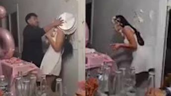 Borracho le avienta en la cara el pastel a jovencita en su fiesta de xv años