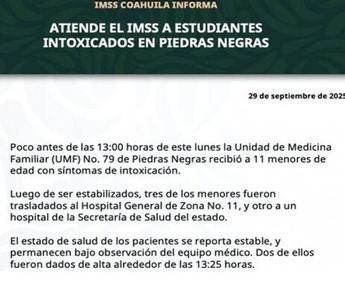 Luego de ser estabilizados, tres de los menores fueron trasladados al Hospital General de Zona No. 11, y otro a un hospital de la Secretaría de Salud.