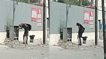 En las imágenes se observa al sospechoso manipulando el cableado de la infraestructura eléctrica, aparentemente con la intención de sustraerlo.