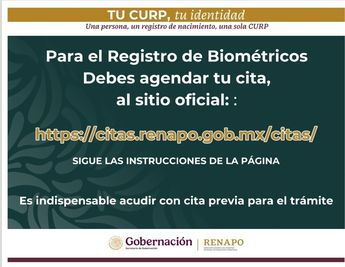 Registro para la CURP biométrica. | RENAPO
