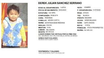 Ficha de búsqueda del menor Derek Julián