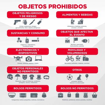 Objetos prohibidos Estadio Azteca