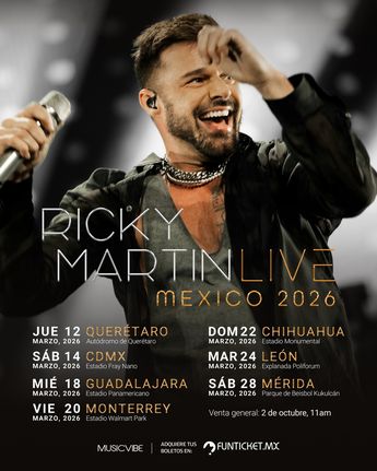 Ricky Martin se suma a los artistas internacionales que hacen gira por México | Facebook Ricky Martin