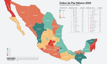 Mapa del Índice de Paz México 2025. | Cortesía