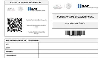 Ejemplo de una Constancia de Situación Fiscal
