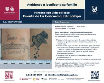 Boletín de joven sin identificar que fue víctima de la explosión en Iztapalapa / Fiscalía CdMx