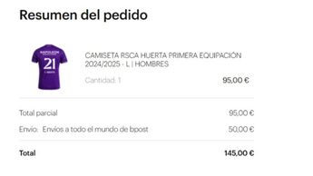 El envío a México tiene un costo de 50 euros / Captura