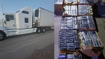 Guardia Nacional detectó con Rayos Gama mil 800 kg de cocaína en el retén Cucapah. El cargamento venía de Nayarit oculto en la caja seca de un tráiler