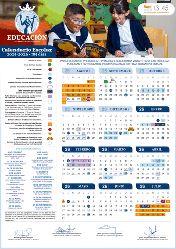 Calendario Escolar de Guanajuato.