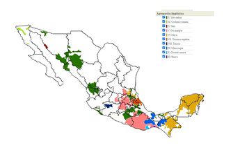 Mapa de agrupaciones lingüísticas/ INEGI