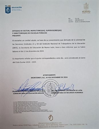 SEP Nuevo León emite comunicado por clases este jueves 12 de diciembre. | Especial
