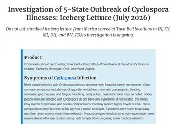 La FDA advirtió a la población sobre comer lechuga de Taco Bell en los estados afectados. | Food & Drug Administration