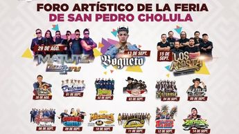 Cartel completo de artistas que se presentarán el el Foro Artístico de la Feria de Cholula 2025 | Ayuntamiento de San Pedro Cholula