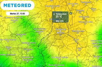 En la tarde del martes se alcanzará una temperatura máxima entre 22 y 24 °C, en zonas elevadas será inferior / Meteored