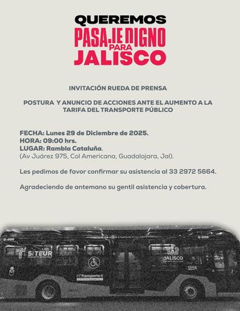 Convocatoria a rueda de prensa sobre tarifa del transporte público. | Universidad de Guadalajara