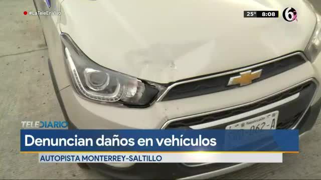 Vehículos resultan dañados por piedras en la autopista Monterrey-Saltillo 