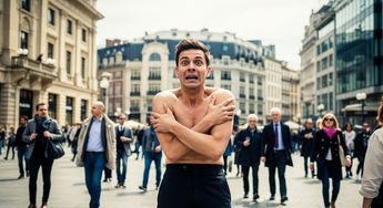 Soñar que estás desnudo en un lugar público, mientras los demás te miran o se ríen, refleja el miedo a la humillación. | AI Studio