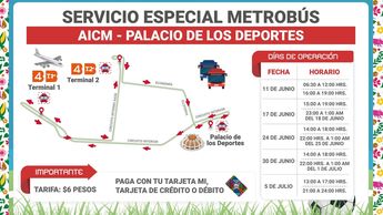 El precio de este servicio del Metrobús desde AICM hasta Palacio de los Deportes será de $30 pesos | Metrobús