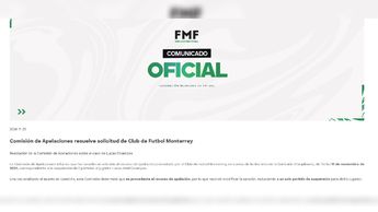 Comunicado sobre la reducción a la suspensión de Lucas Ocampos con Rayados / Captura