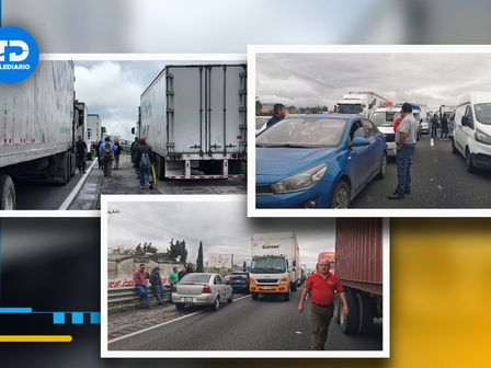 Bloqueo de Transportistas Unidos en la autopista México-Puebla-Orizaba | Melanie Torres | Leslie Mora