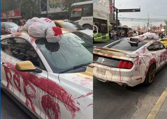 Joven decora su auto deportivo con un cuerpo falso en Monterrey por Halloween. | Especial