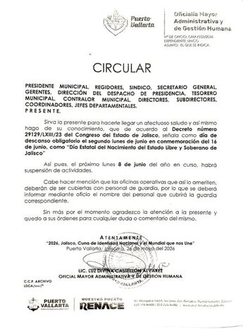 Comunicado de suspensión de actividades. | Gobierno de Puerto Vallarta