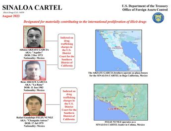 Lamina del Departamento del Tesoro de Estados Unidos sobre "El Changuito Antrax" y los hermanos Arzate. | Departamento del Tesoro