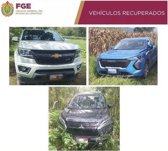 De los tres vehículos robados solo uno permanece sin recuperar / Cortesía FGE Veracruz