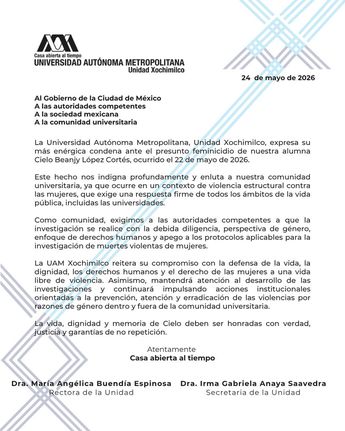 UAM y grupos feministas piden justicia por el feminicidio de Cielo. | UAM