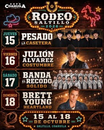 El lugar en el que estará el rodeo será en la Expo Coahuila, el 16 de octubre a las 2:00 de la tarde.