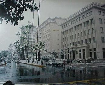 Calle Morelos tras la nevada de 1997.