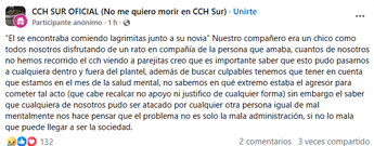 A través de redes sociales, alumnos exigen seguridad en el CCH Sur | Facebook