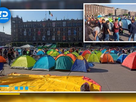 Los profesores pusieron casas de campaña en el Zócalo como parte de su manifestación / Telediario.