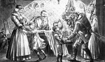 El obispo San Nicolás visitando a los niños en Navidad junto con la entidad maligna Krampus. / Cortesía.