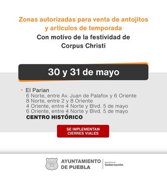 Autorizan puestos de antojitos en Puebla por Corpus Christi 2024 / Cortesía