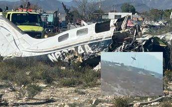 Este es el momento en el que cae la avioneta en Ramos Arizpe | Foto: Especial