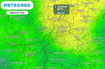 En la tarde del martes continuará el ambiente entre parcialmente nublado a nublado. La temperatura máxima será de 21 °C / Meteored