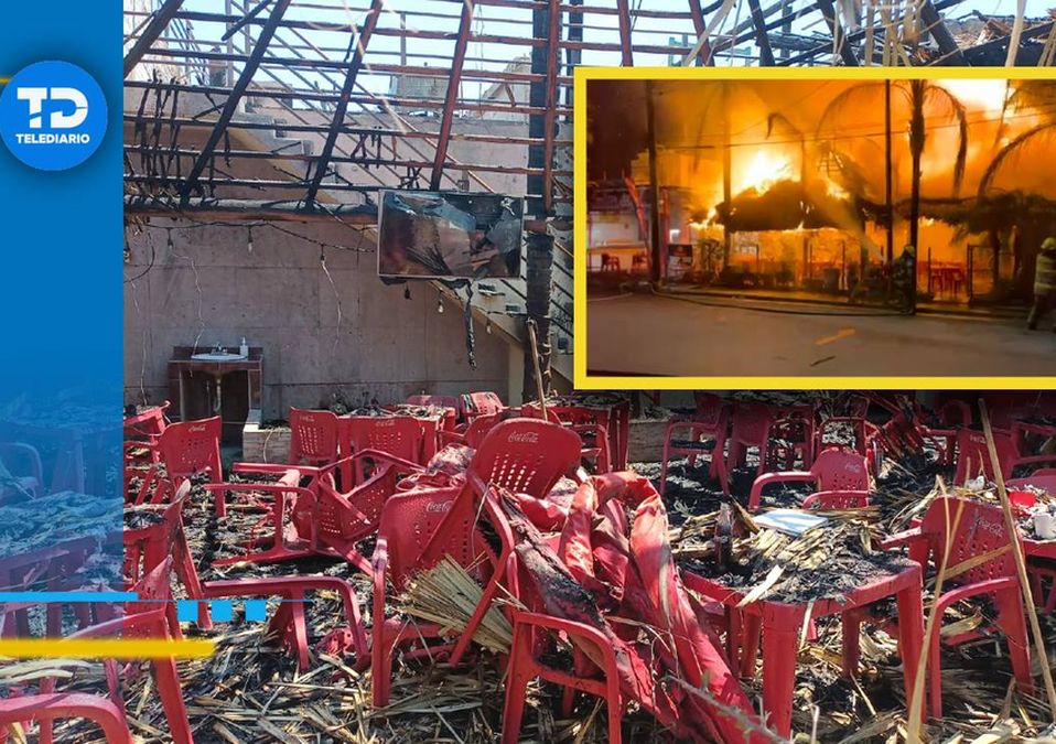 Aficionados de Rayados lanzan pirotecnia y provocan incendio de restaurante en Escobedo. | Israel Santacruz
