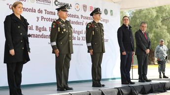 Ceremonia de Toma de Protesta y Posesión al Cargo del General Miguel Ángel Aguirre Lara como comandante interino de la XI Región Militar en Torreón.