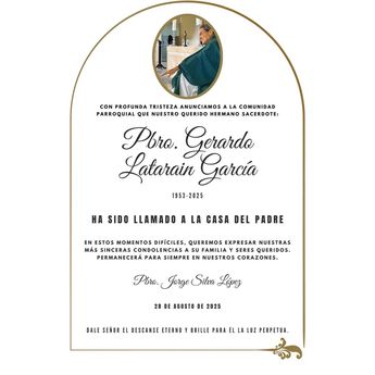 La muerte del Padre Zatarain fue confirmada este jueves