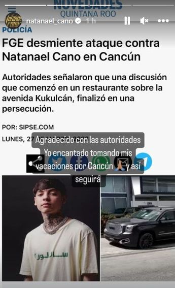 ¿Por qué balearon la camioneta de Natanael Cano en Cancún?