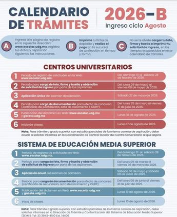 Calendario oficial UDG. |  Universidad de Guadalajara
