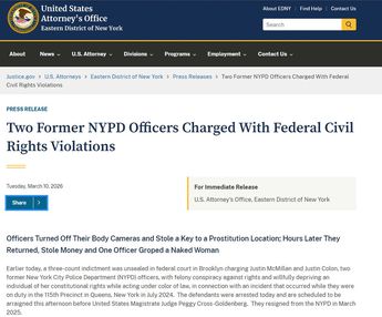 Captura de pantalla de la oficina de abogados del distrito Este de Nueva York