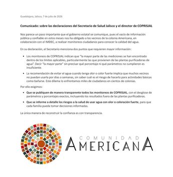 Comunicado de los vecinos de la Colonia Americana. | Organización de vecinos de la Colonia Americana de Guadalajara