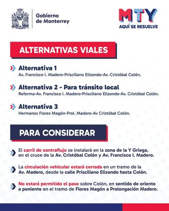 Alternativas viales por el contraflujo en Monterrey. | Cortesía